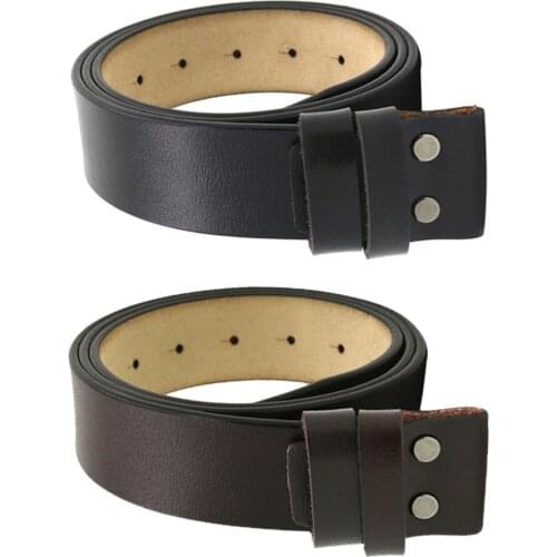 Black Brown Plain Leather Strap Snap-on No Buckle Casual Dress Mens Womens