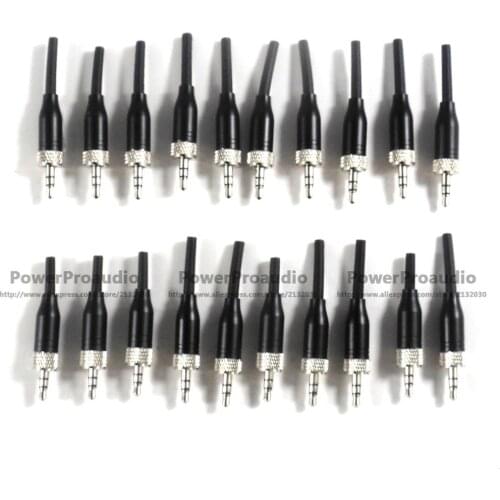 DIY 20pcs/lot Black 3.5 mm 1/8" Stereo Screw Audio Lock Connector for Sennheiser Sony Microphone Spare Plug Adapter