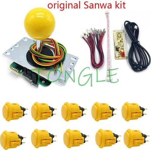 Free shipping Original Joystick DIY Kit Zero Delay Arcade DIY USB Encoder To PC Sanwa Joystick Original Sanwa Push Buttons Mame