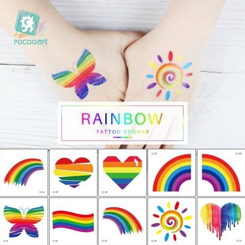 Daily Hot Sale Waterproof Tatoo Stickers Body Paint Decoration Rainbow Gradient Design Sexy Temporary Tattoo Sticker Taty