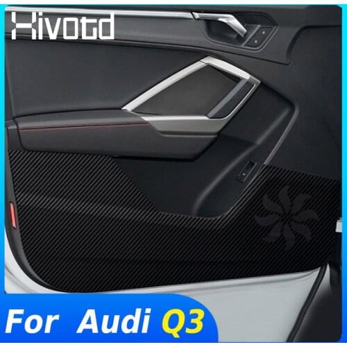 Hivotd For Audi Q3 2020 2019 Accessories Car Door Anti Kick Pad Stickers Protection Carbon Fiber Inner Door Side Edge Film Parts