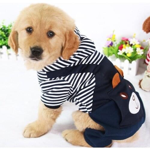 Cool Pet Dog Clothes Striped Pet Dog Coat Warm Dogs Coat Hoodie Sweatshirt Jacket Coat Dogs Winter Clothes Dog Pets Clothing