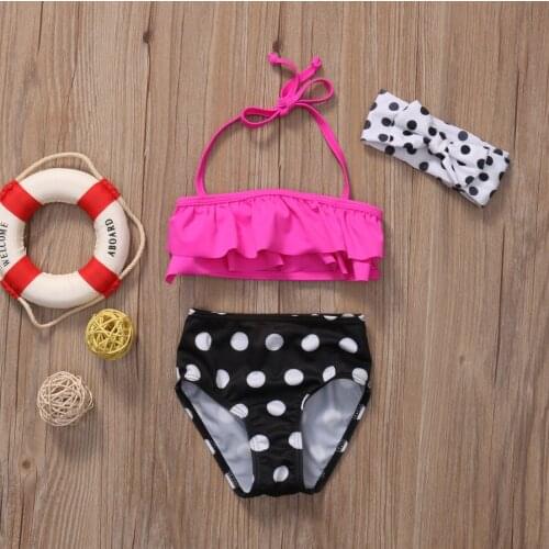 Emmababy Fashion 3PCS Girl Swimsuits 1Y-6Y Cute Toddler Kids Baby Girls Swimsuit Swimwear Bathing Suit Tankini Bikini Set