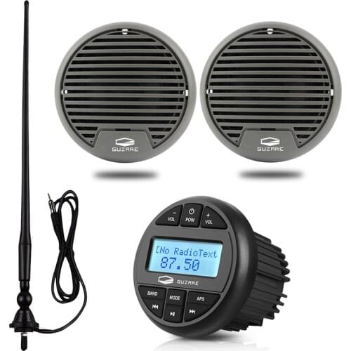 Marine Stereo Bluetooth Radio Audio System Receiver MP3 Player For RV ATV Boat Golf Cart+3inch Waterproof Speakers+FM AM Antenna
