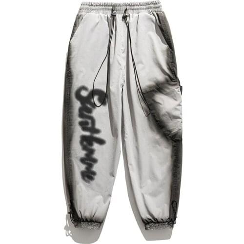 2021 Mens Hip Hop Sweatpants Joggers Streetwear Letter Print Stitching Baggy Cargo Pants Sweat Trousers Cotton Track Pants Black