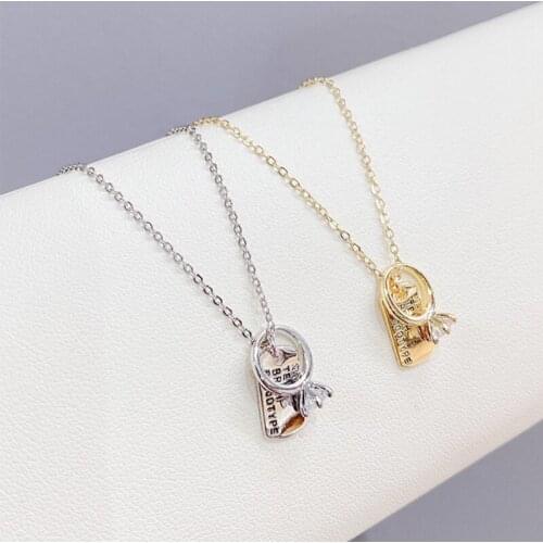 BOTU 2021 New Personalized Fashion Ring Necklace Womens Simplicity Micro-Inlaid Zircon Chain Letter Ornament for Women