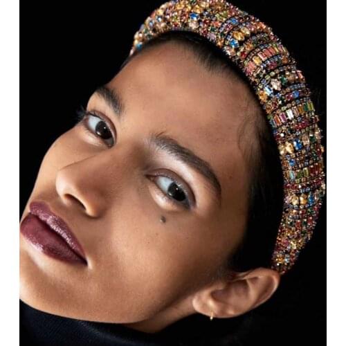 Colorful Crystal Hairbands Rhinestone Padded Headband Party Wedding Hair Hoop For Women Girls Hair Accessories Headpieces Gifts