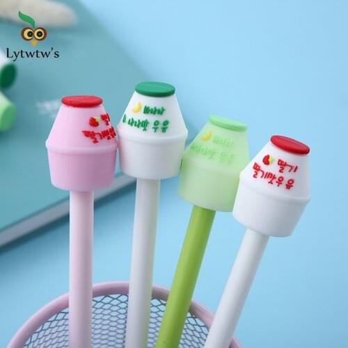1 Piece Lytwtws Korean Stationery Cute Stationary Milk Bottle Gel Pen School Supplies Office Kawaii Supply Gift Creative Gift