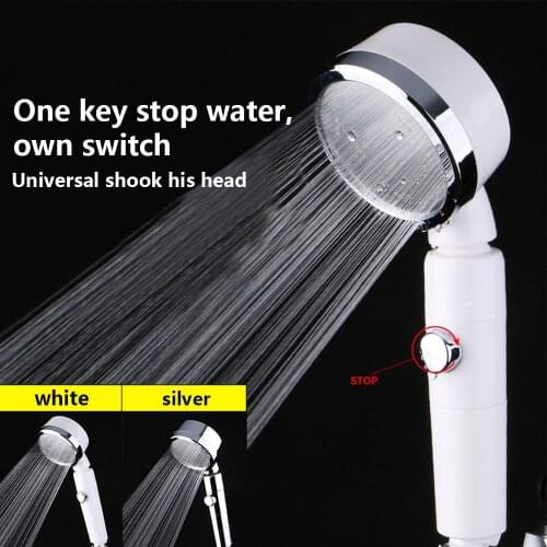 Handheld Shower Filter Spray Nozzle Head High Quality High Pressure With ON/OFF Pause Switch Water Saving Single Shower Head