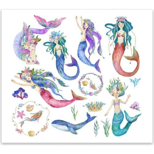 Mermaid Princess Wall Stickers Cartoon Wallpaper DIY Vinyl Home Wall Decals Kids Living Room Bedroom Girls Room Decor #W0