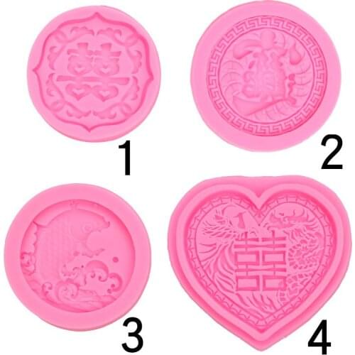 Heart-shaped Dragon and Phoenix Sweet Potato Silicone Mold Chinese Wedding Ornaments 15-1098