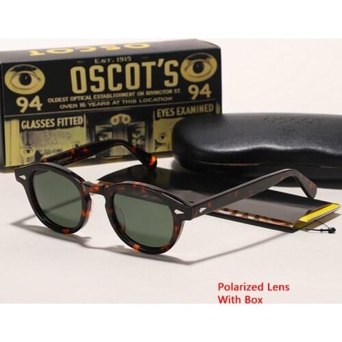 Mens Johnny Depp Sunglasses Woman Brand Designer Vintage Acetate Glasses Frame Driving Polarized Sun Glasses UV400 With Box