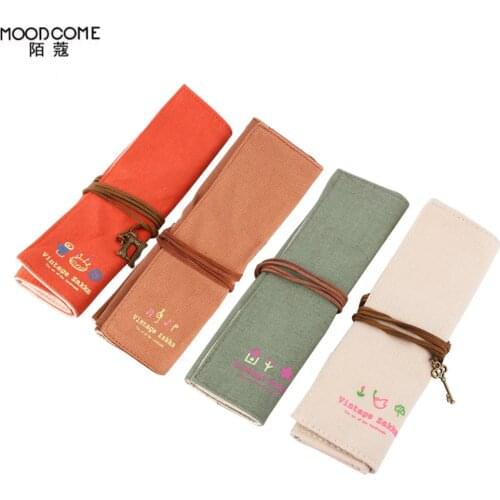 Maquiagem Canvas Wrap Roll Up Pen Pencil Makeup Case Holder Makeup Brush Retro Romantic Bag Pouch Srorage Bag Toiletry Kit