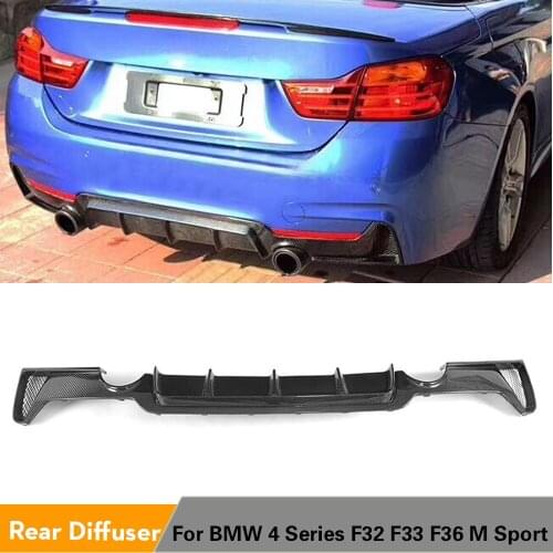 Carbon Fiber Rear Bumper Lip Diffuser Spoiler for BMW 4 Series F32 F33 F36 M Sport Gran Coupe Sedan Convertible 2014 - 2018