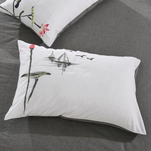 Embroidered Washed Cotton Envelope Pillowcases 2pcs for Home 48*74mm