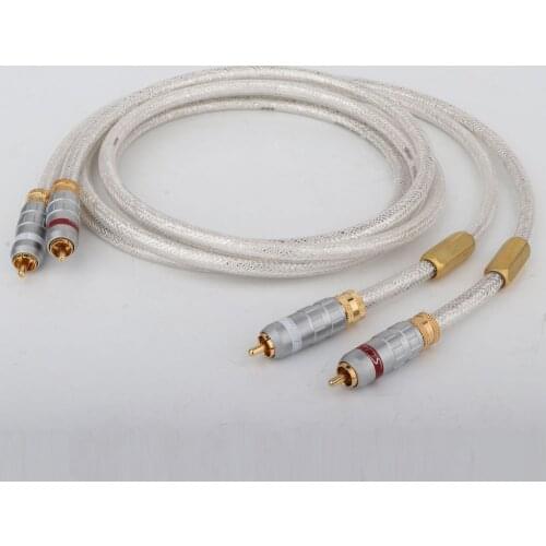High Quality pair 6N OCC Silver-plated Hifi RCA Audio Cable With gold plated RCA plug connector