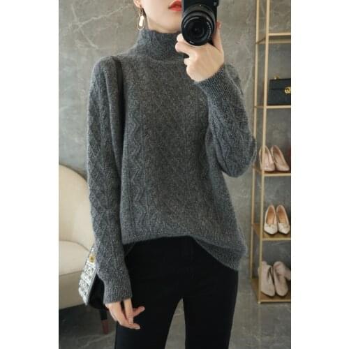 KOIJINSKY 2021 pure wool autumn and winter top womens half high neck sweater knitted sweater
