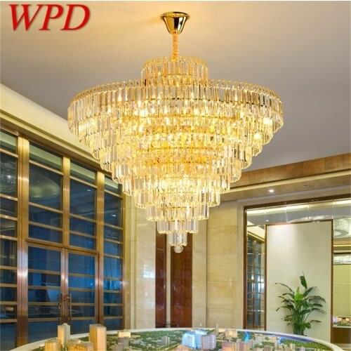 WPD Postmodern Gold Chandelier Crystal Pendant Lamp Luxury Light Home LED Fixtures for Living Dining Room
