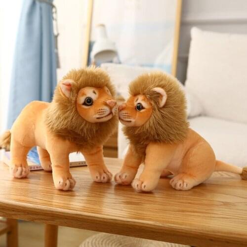 1pc 23/28cm Cute Real Life Lion Plush Toy 2 Postures Simulated Forest Animal Model Kids Doll Room Decor Childrens Birthday Gift
