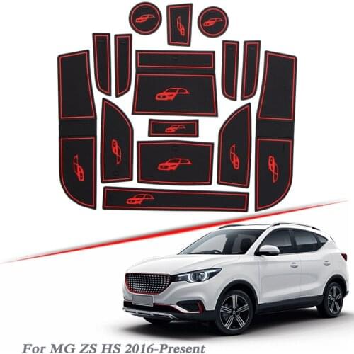 15pcs Car Styling Gate slot pad For MG ZS HS 2016-Present Silica Gel Door Groove Mat interior Non-slip dust Mat Auto Accessories