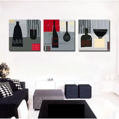 3 Panel Modern Printed Abstact Bottles Painting Picture On Canvas Kitchen Decor Cuadros Landscape For Living Room No Frame