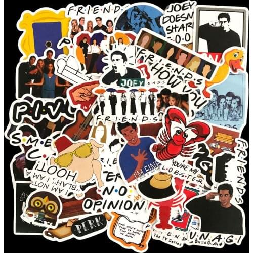 50Pcs American TV Series Friends Stickers Rachel Joey Geller Monica Buffay Car Luggage Travel Trolley Computer Waterproof Sticky