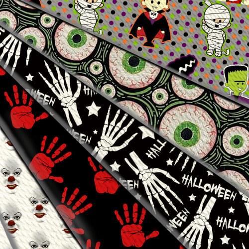 50x145cm Halloween Bones Bullet Textured Holiday Blood Scary Clown Liverpool Bubble Fabric For Sewing DIY Handmade Cloth