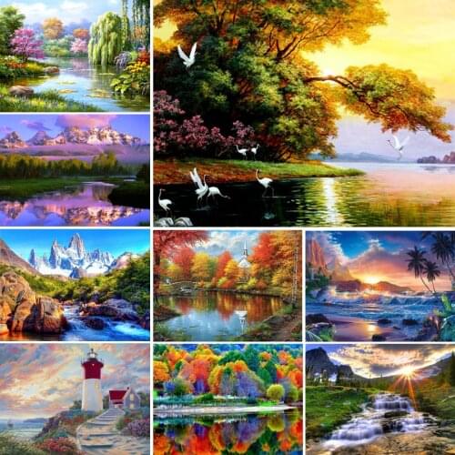 DIY 5D Diamond Painting Landscape Sunset Cross stitch Full Square Diamond Embroidery Scenery Mosaic Pictures Rhinestones Decor