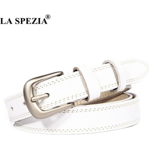 White Women Belt Vintage Genuine Leather Pin Waist Belt Classic Quality Second Layer Cow Leather Female Brand Belts