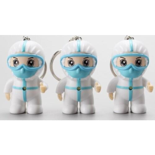 LED Luminous Vocal Nurse Keychain Cartoon Nurse Day Gift White Angel Souvenir Men Women Bag Jewelry Key Chain Pendant Creative