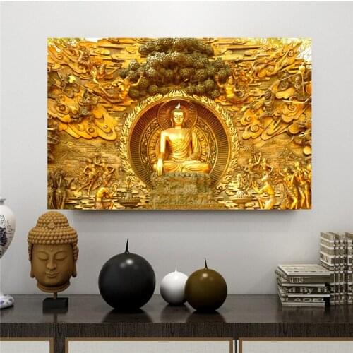Buddhism Wall Art Canvas Painting Posters and Prints Religion Decoration Lord Buddha Pictures for Living Room Home Decor