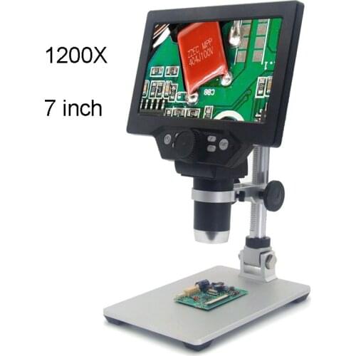 G1200 Digital Microscope 7 Inch Large LCD Display Video Microscope Electronic 1-1200X Microscopes Continuous Magnifier 110V/220V