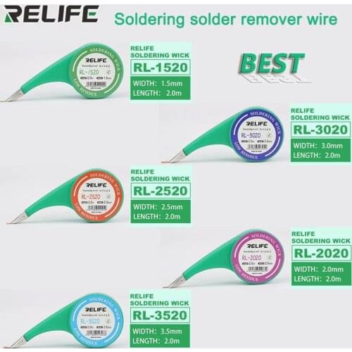 Relife Desoldering Wicks Dispenser Solder Remover Wick with Stainless Steel Mouth Copper Wick Sucker Flux Cable