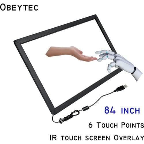 Obeycrop 84" IR Touch Sensor, 6 Touches , USB port, Plug and Play, Frame Width only 18.5 mm, Aluminum Alloy Frame