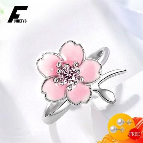 Fashion Rings 925 Silver Jewelry Flower Shaped Zircon Gemstone Open Finger Ring for Women Wedding Engagement Party Accessories