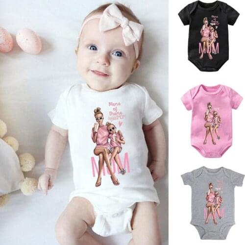 Girls Lovely Cartoon Onesies Summer New Fashion Mom Daughter Graphics Printed Baby Romper Newborn Toddler Soft Cotton Bodysuit