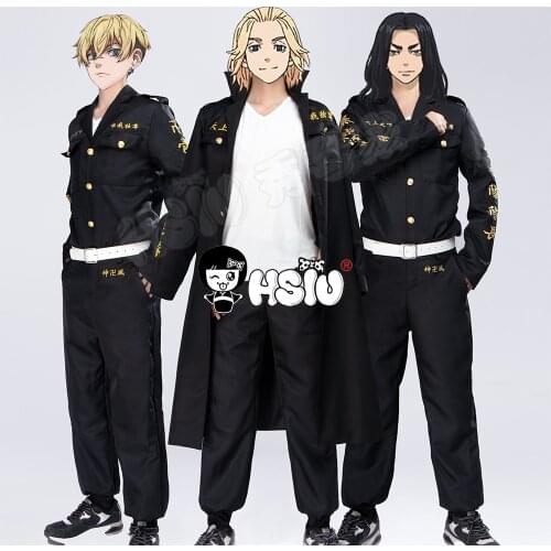Tokyo Revengers Cosplay Costume HSIU Manjiro Sano Black Uniform Ken Ryuguji Takemichi Hanagaki Tokyo Manji Gang Cloak Outfits