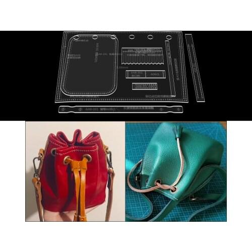 Hand-made leather version drawing grid DIY mini bucket bag shoulder bag crossbody bag Acrylic design template