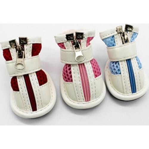 Dog Shoes Pet Puppy Teddy Mesh Zipper Sneakers Breathable Magic Tape Closure Cat Dog Shoes Dog Supplies 2021