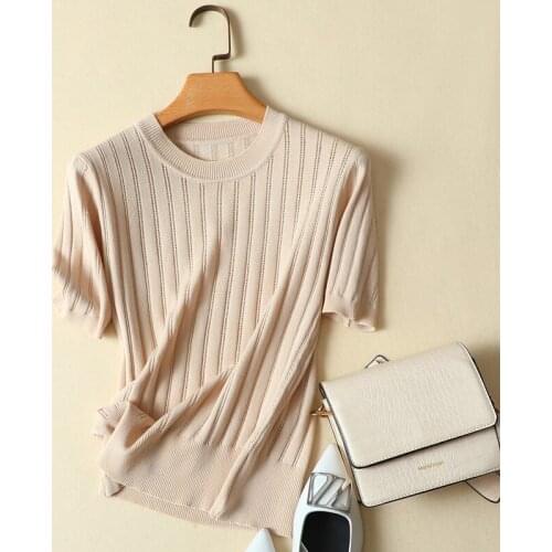 Summer New Short-Sleeved Women T-Shirts 2021 Summer New O-Neck Elegant Office Lady Pulls Tops Tees Top Quality