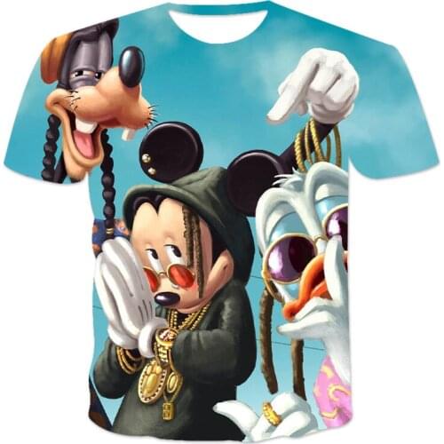 Disney Mickey Mouse T Shirt For Children Disney Cartoon Print Summer Short Sleeve T-Shirt For Boys And Girls T Shirts Tops 6XL