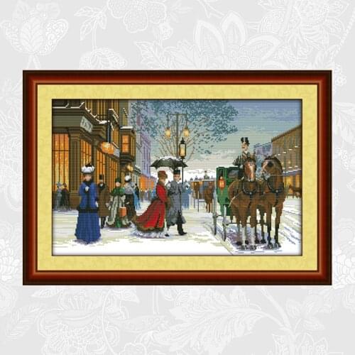 Twilight in Foreign Country Paintings Aida Canvas DMC Cross-stitch Kits 11CT 14CT DIY Handmade Crafts Embroidery Set