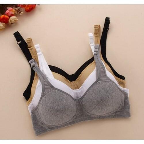 Summer student uniforms impervious cotton underwear adjustable solid developmental girls bra free shipping # 7014