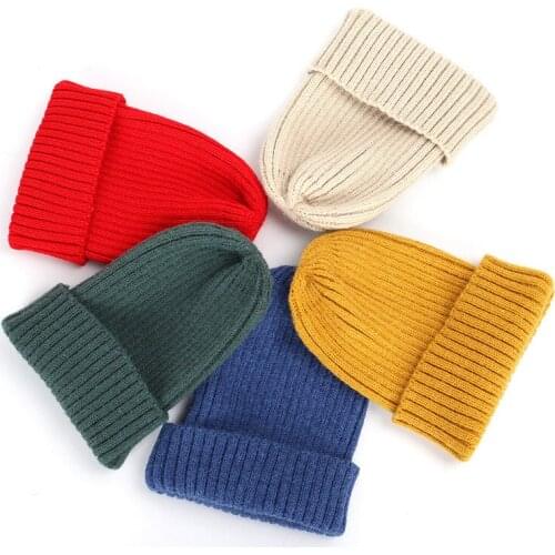 2021 new knitted cap autumn winter hippocampus hat student cap solid color ear protection wool caps for women