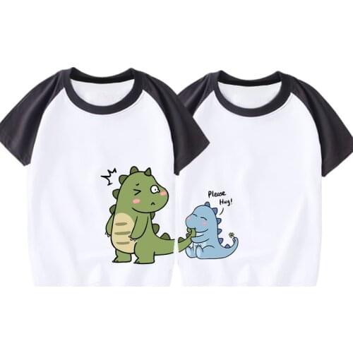2021 New Dinosaur Printing Couple T Shirts Family Matching Clothing Cotton Soft Comfortable Short Sleeves Top Tee Family Outfits