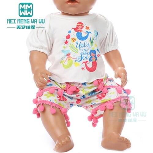 Clothes for doll fit 43cm toy newborn doll accessories fashion T-shirt + ball shorts