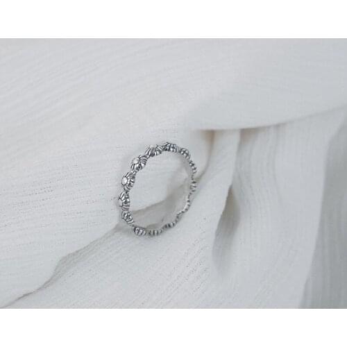 S925 Sterling Silver Fashionable Personality Old Series Lovers Open Ring