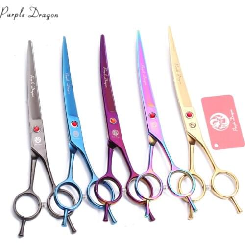 8" Purple Dragon Stainless Cats Clipper Dogs Grooming Scissors Up Curved Scissors Professional Pets Shears Animal Scissors Z4003