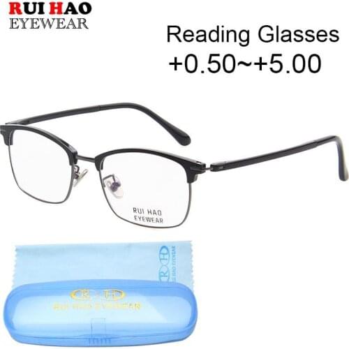 Clear Reading Glasses Presbyopic Eyeglasses Eyebrow Frame +0.50~+5.00 Read Spectacles Optical Prescription Glasses Frame 17022