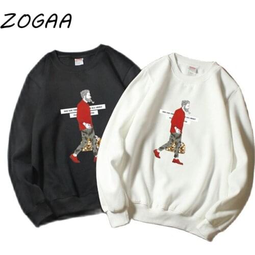 ZOGAA Trendy Mens Round Neck Pullover Fashion Harajuku Casual Streetwear Hip Hop Sweatshirt Youth Student Mens Womens Wear